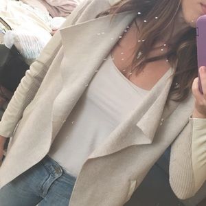 Ted Baker wool drape blazer size 1 leather sleeves